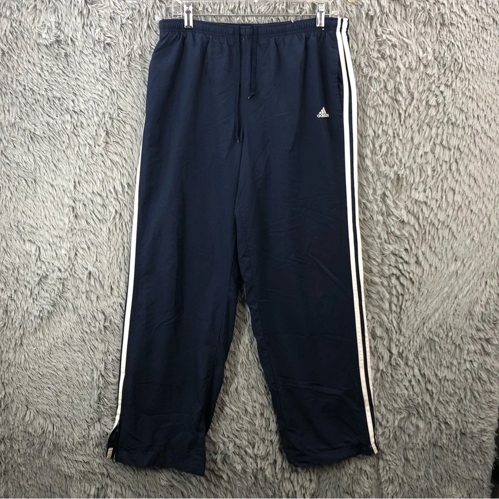 Adidas Track Pants Men Large Drawstring Waist Zipper Side Hem Athletic Workout